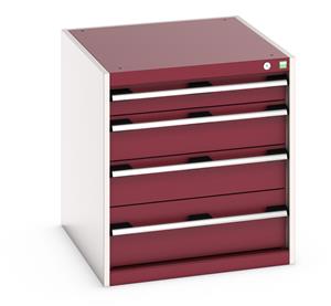 40027005.** Cabinet consists of 1 x 100mm, 2 x 150mm and 1 x 200mm high drawers 100% extension drawer with internal dimensions of 525mm wide x 625mm deep. The drawers...